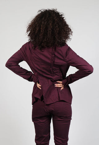 Slim Fit Jacket with Ruffle Detail in Ruby