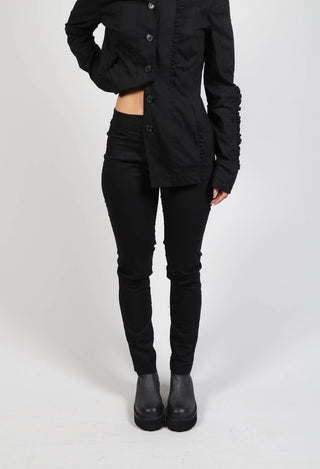 Slim Fit Pull On Trousers in Black