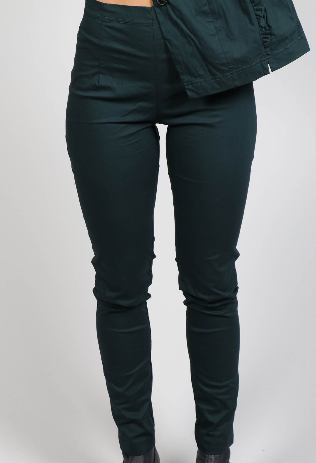 Slim Fit Pull On Trousers in Forest