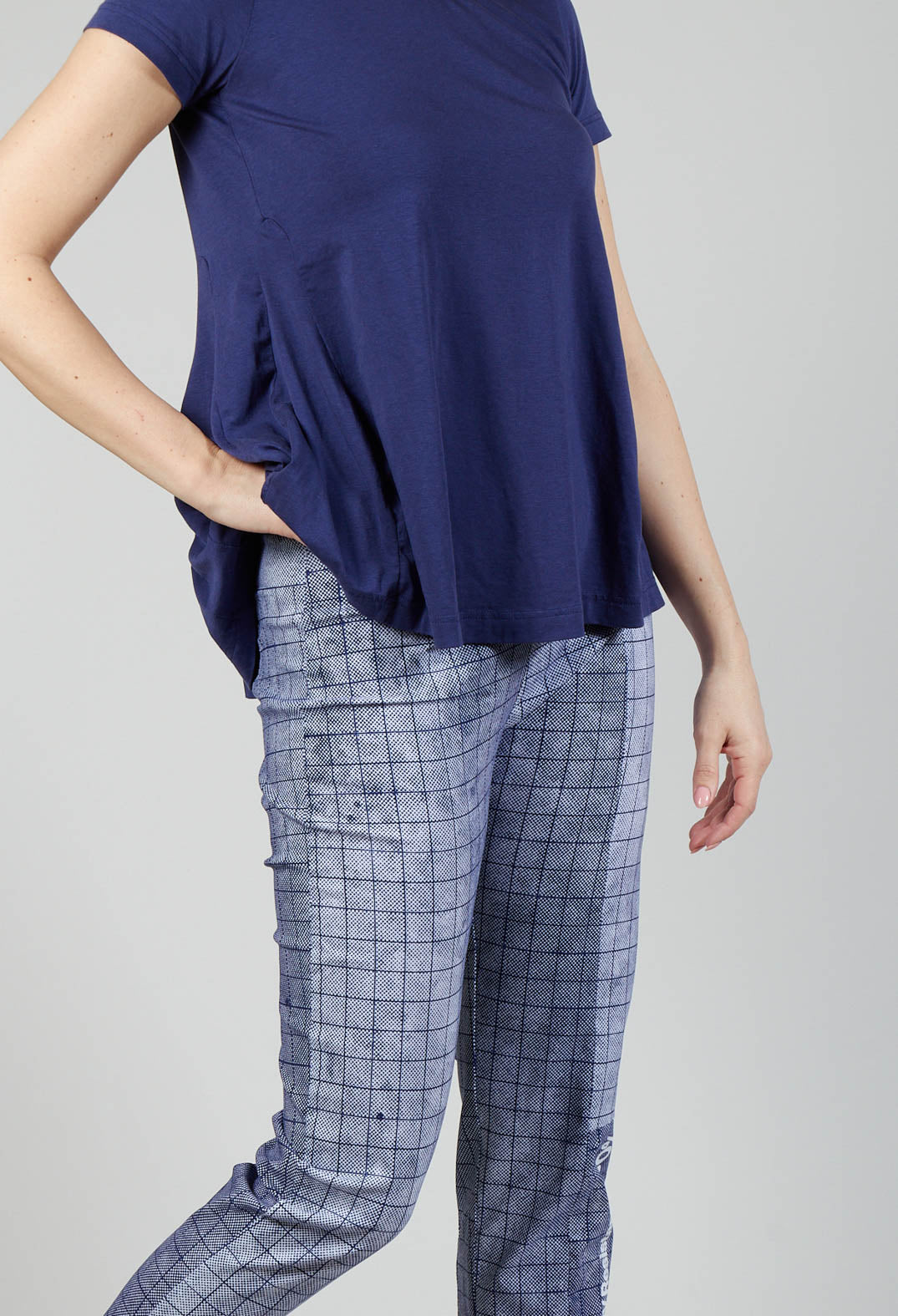 Slim Fit Pull On Trousers in Placed Azur Print