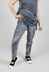 Slim Fit Pull On Trousers in Placed Black Print