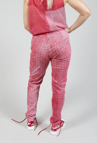 Slim Fit Pull On Trousers in Placed Chili Print