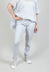 Slim Fit Pull On Trousers in Placed Grey Print