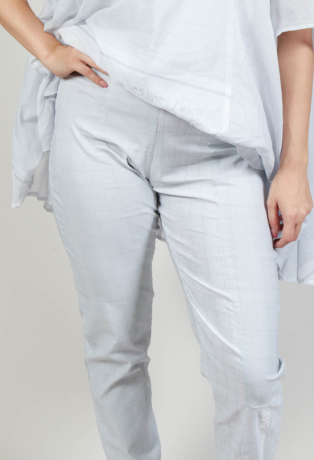 Slim Fit Pull On Trousers in Placed Grey Print