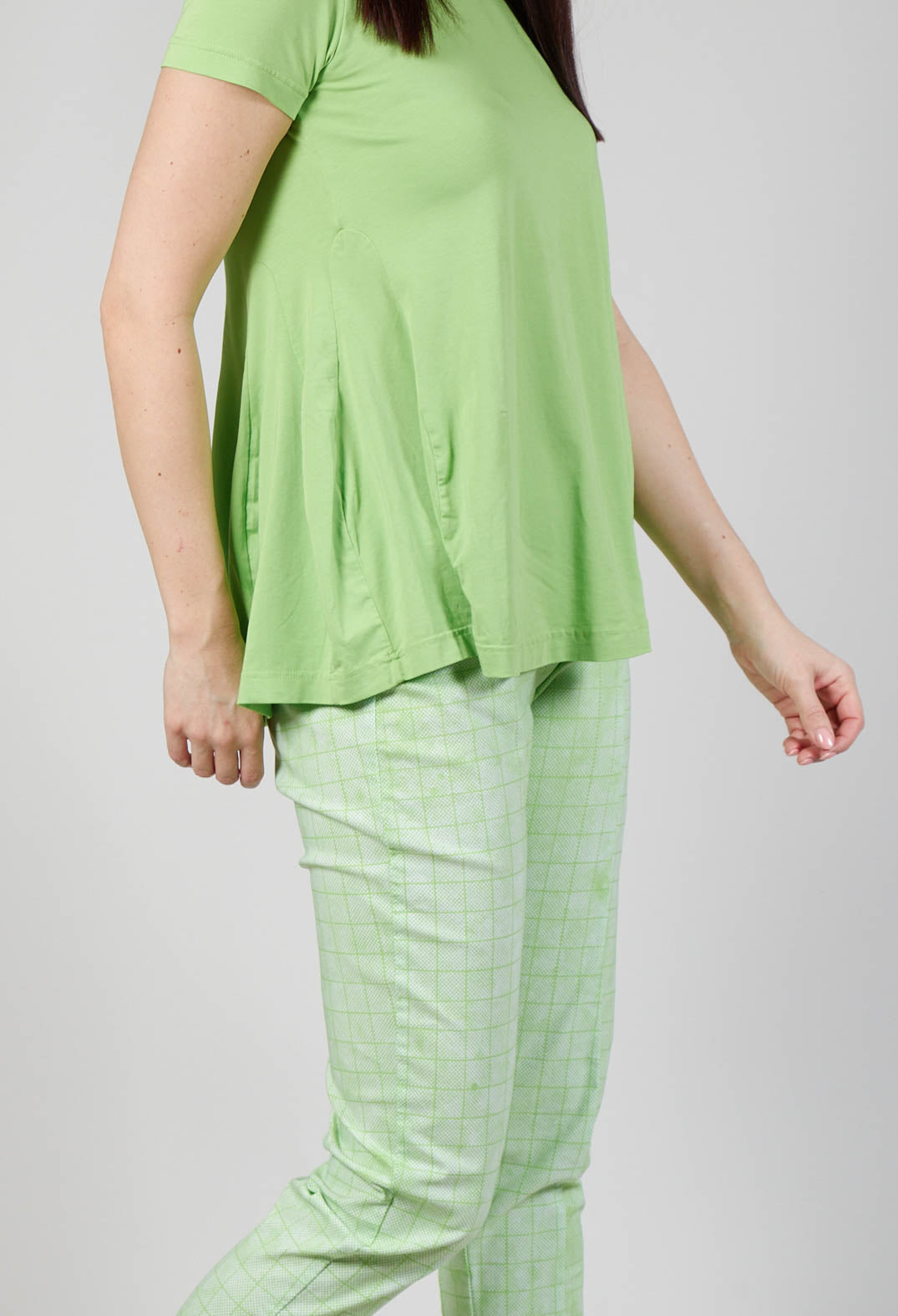Slim Fit Pull On Trousers in Placed Lime Print
