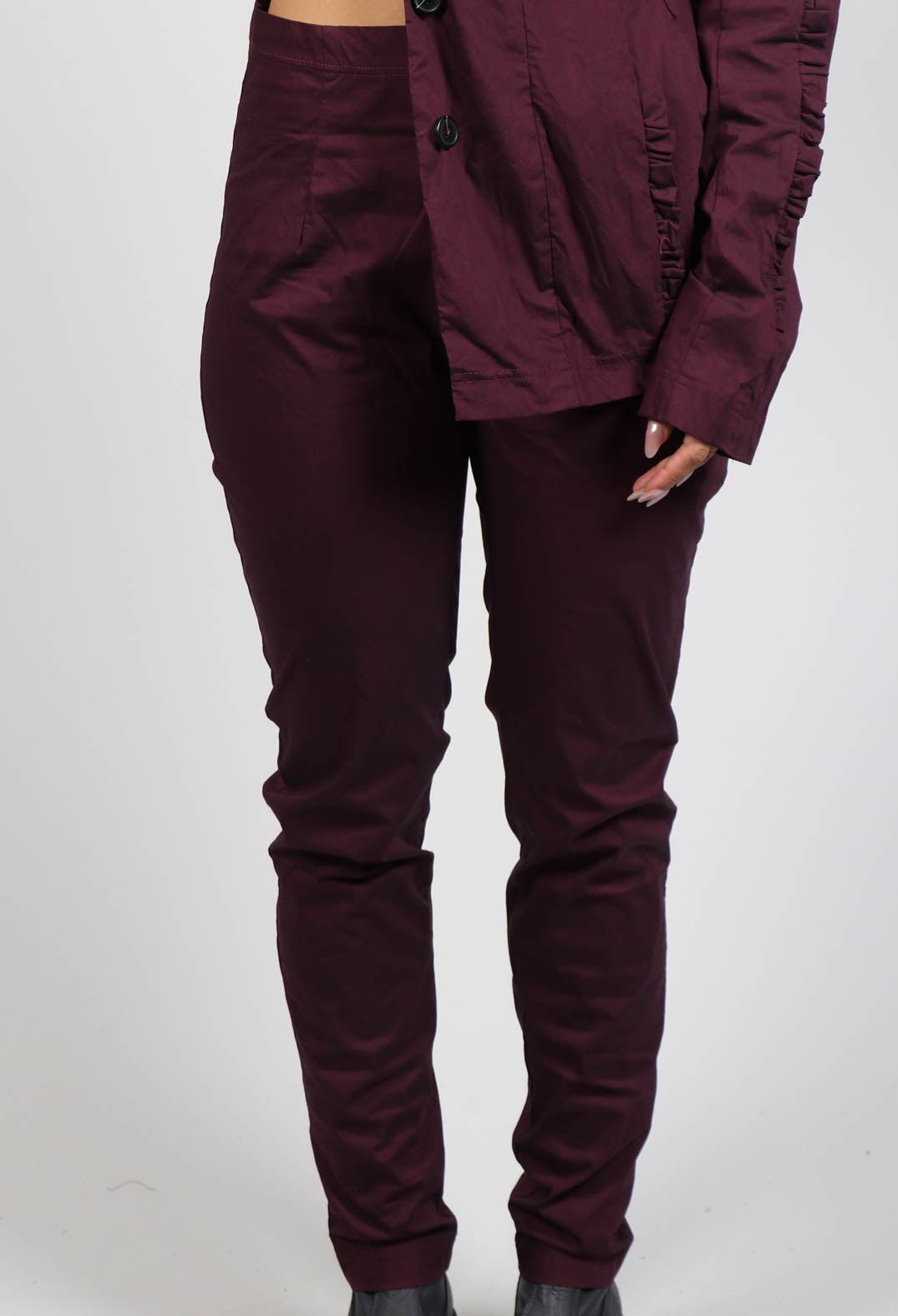 Slim Fit Pull On Trousers in Ruby