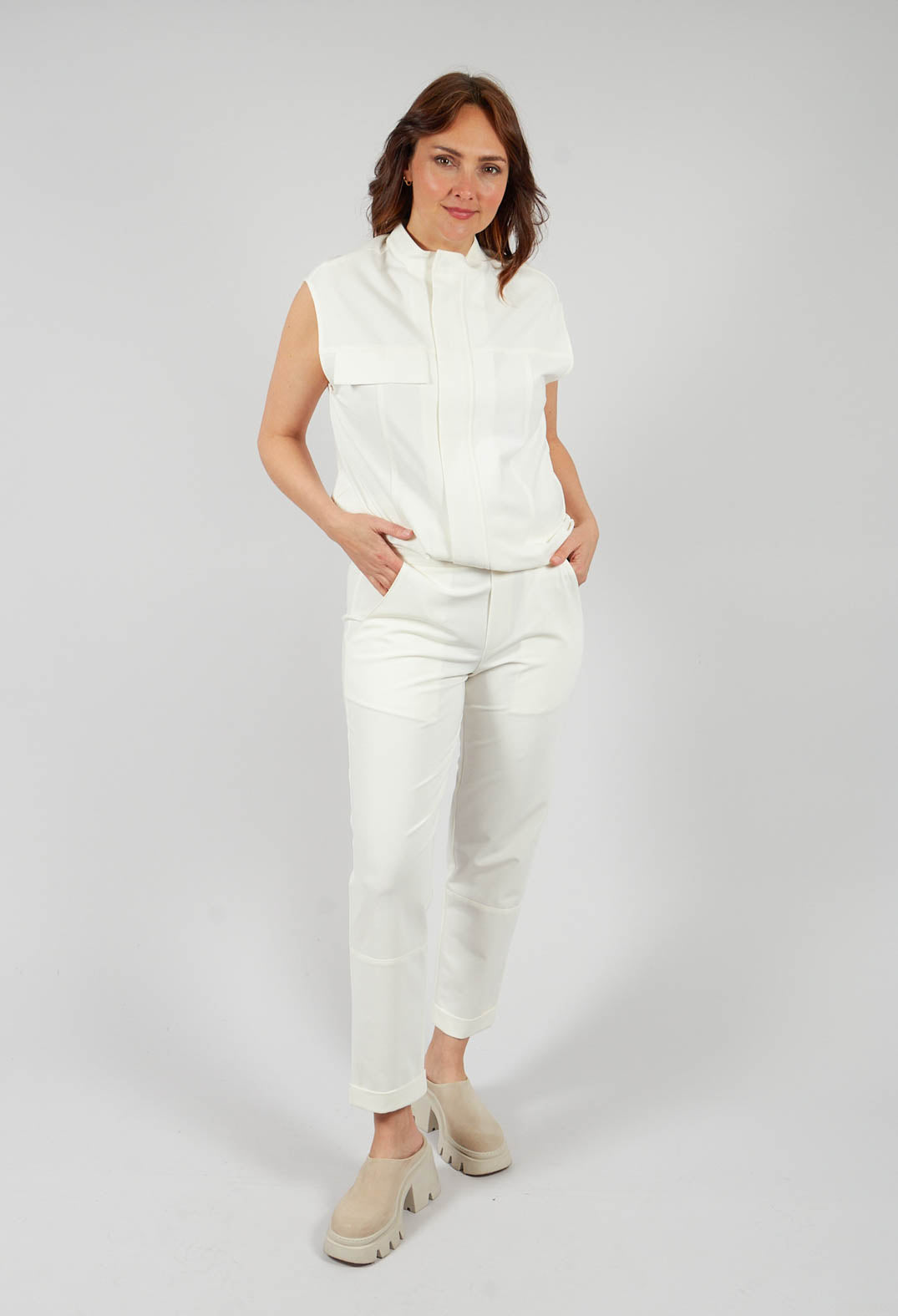 Slim Fit Trouser in Off White