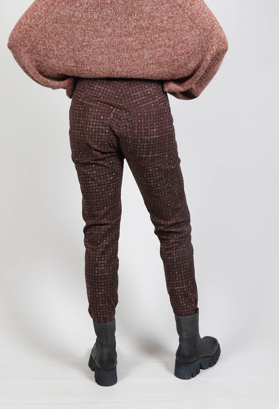 Slim Fit Trousers in Bronze Check