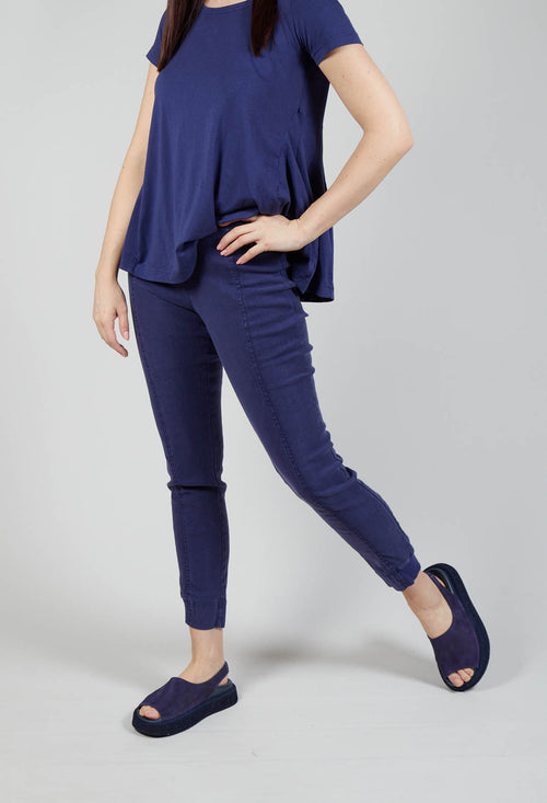Slim Leg Trousers with Seam Detail in Azur