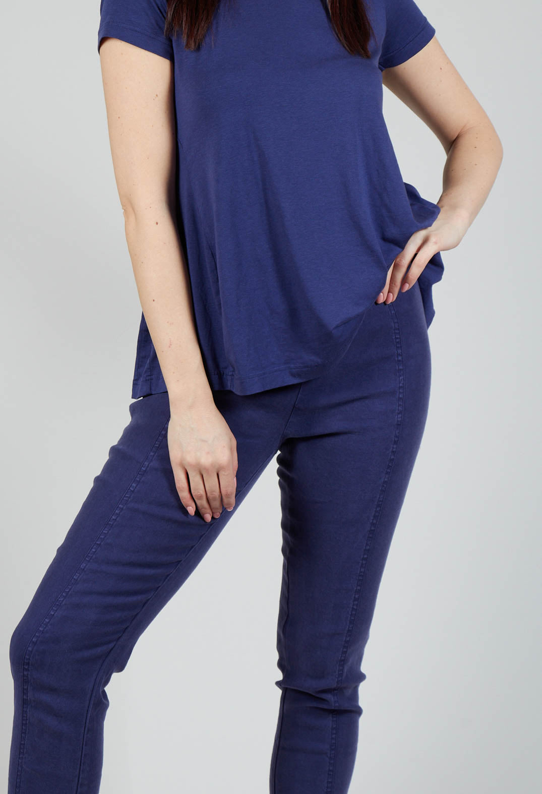 Slim Leg Trousers with Seam Detail in Azur
