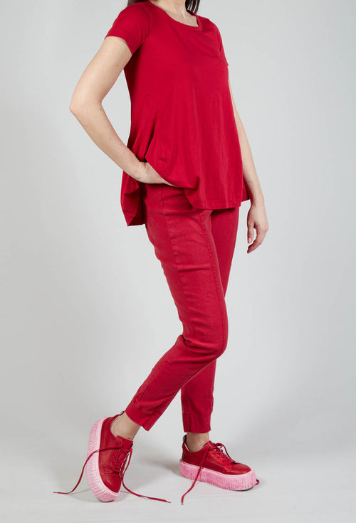 Slim Leg Trousers with Seam Detail in Chili