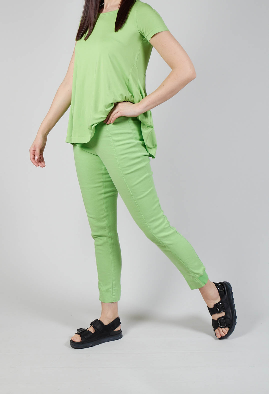 Slim Leg Trousers with Seam Detail in Lime