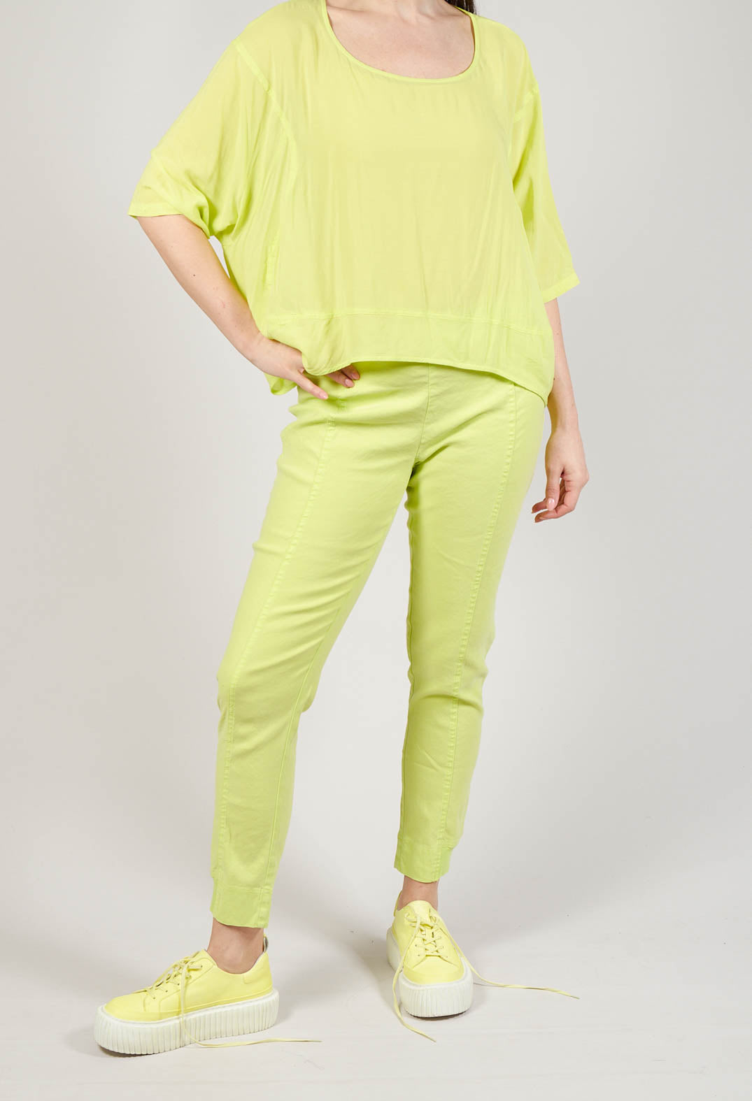 Slim Leg Trousers with Seam Detail in Sun