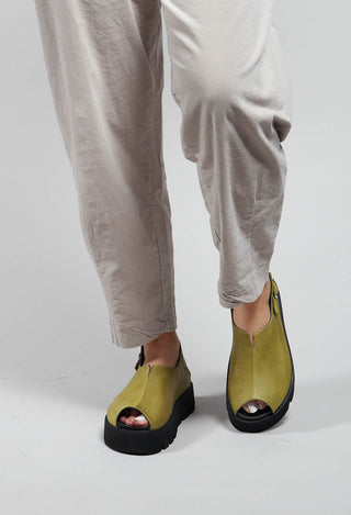 Slingback Shoes with Platform Sole in Gasoline Asparago