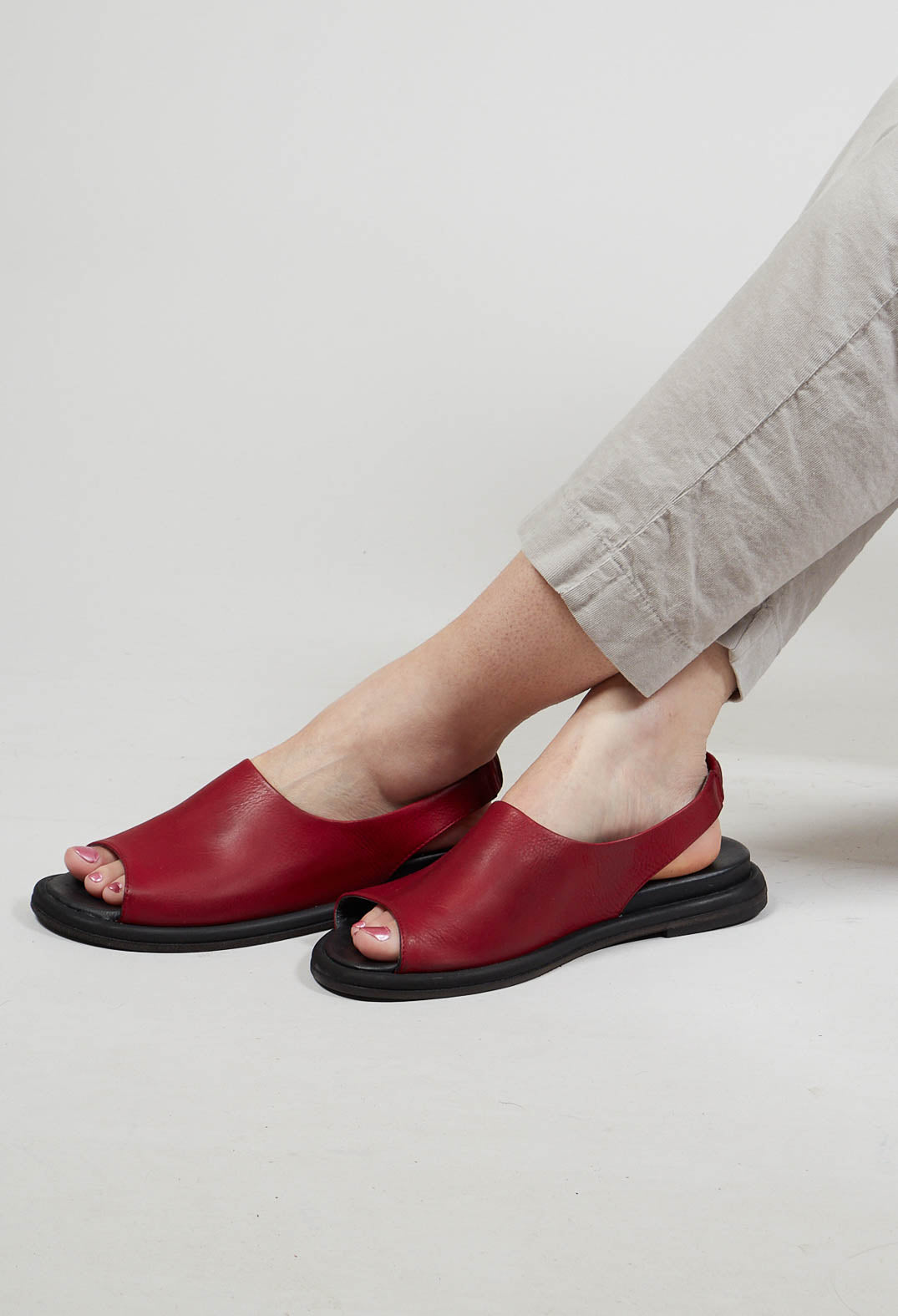 Slingback Slip On Sandals in Gasoline Rosso