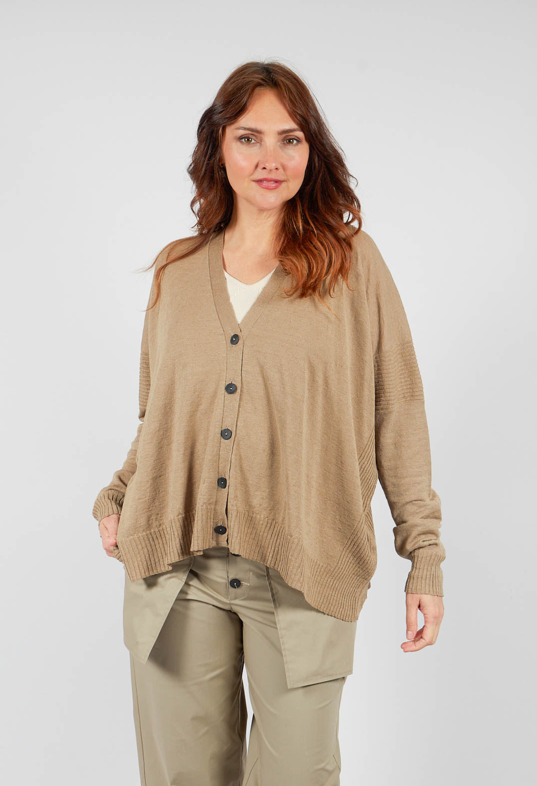 Slouch Fit Cardigan in Taupe