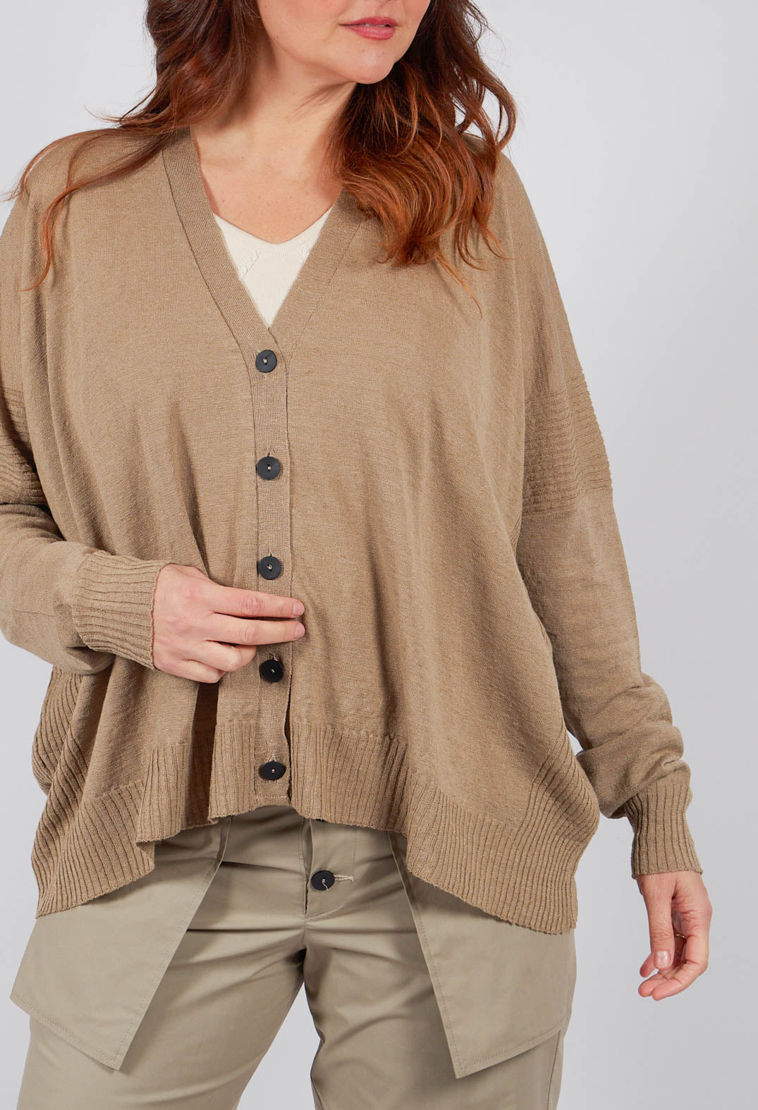 Slouch Fit Cardigan in Taupe