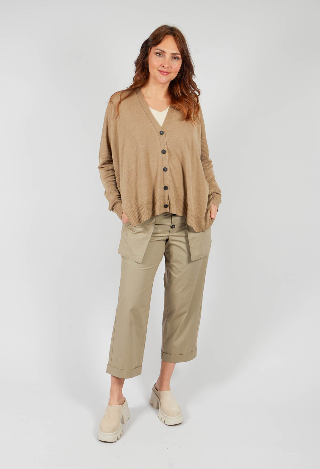 Slouch Fit Cardigan in Taupe