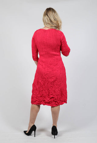 Smash Dress with Three Quarter Length Sleeve in Raspberry