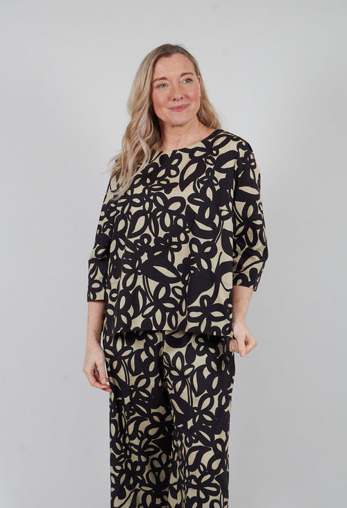 Smock Top in Lark and Nero