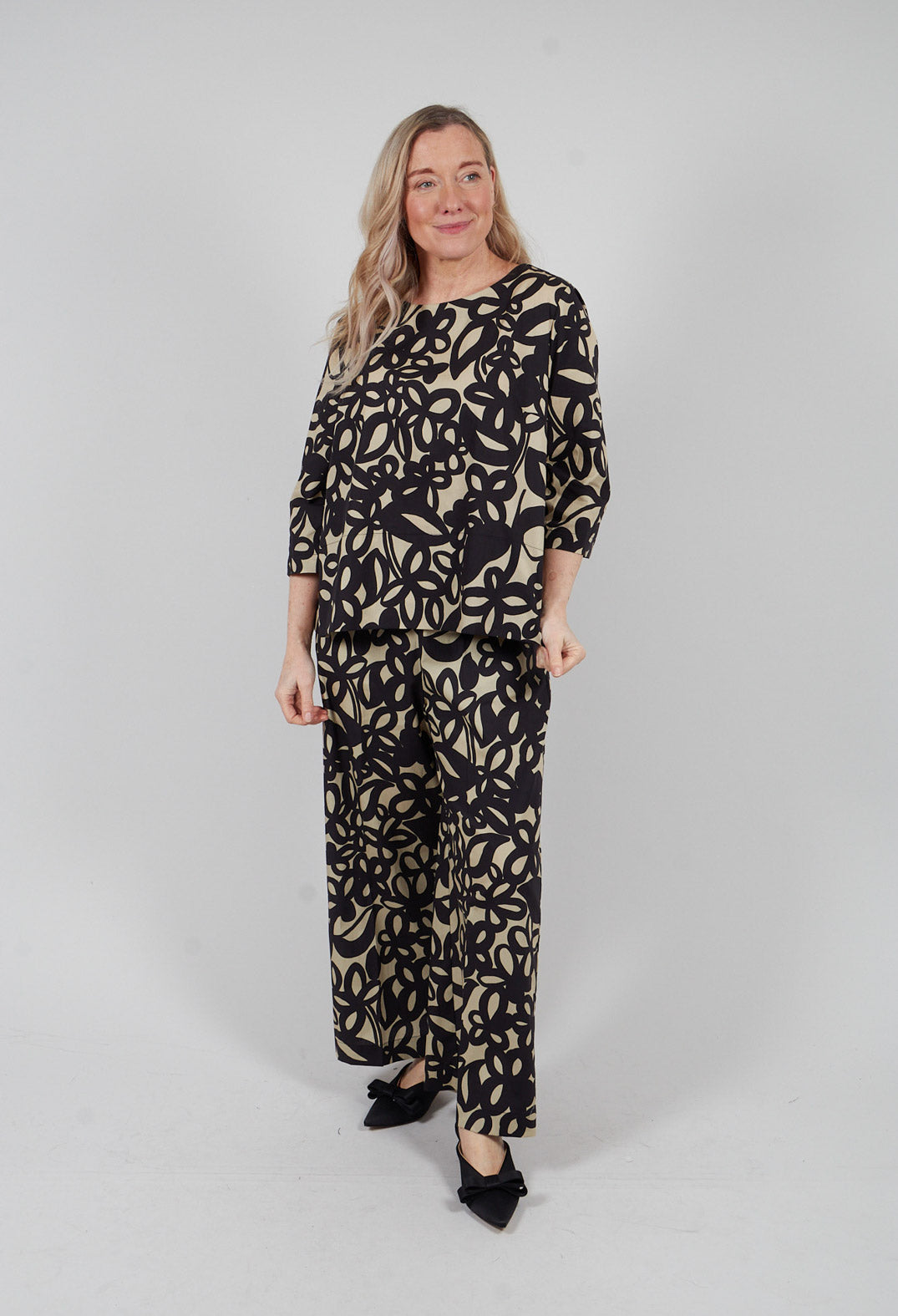 Smock Top in Lark and Nero
