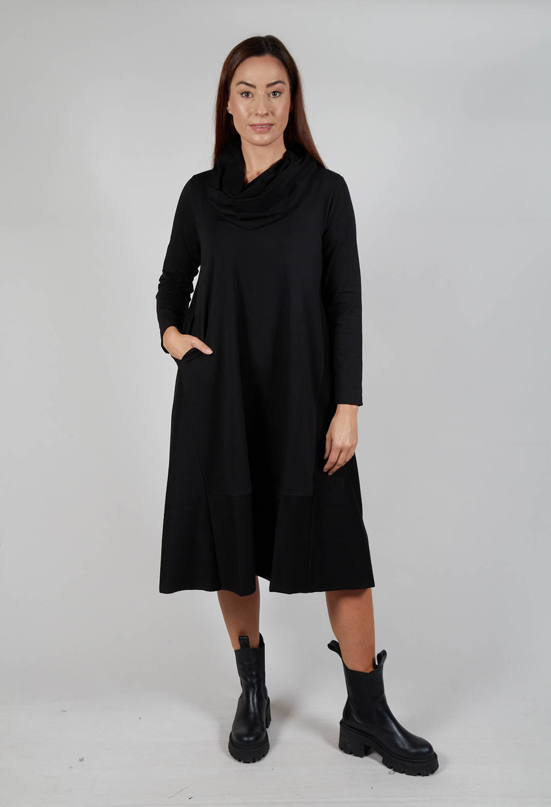 Snood Neck Dress in Black