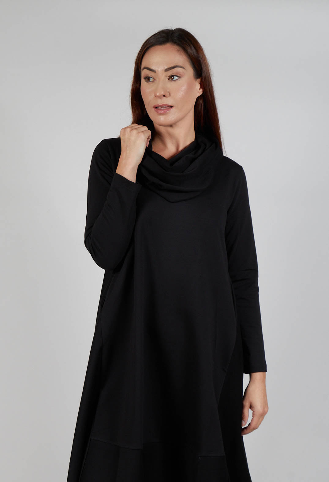 Snood Neck Dress in Black