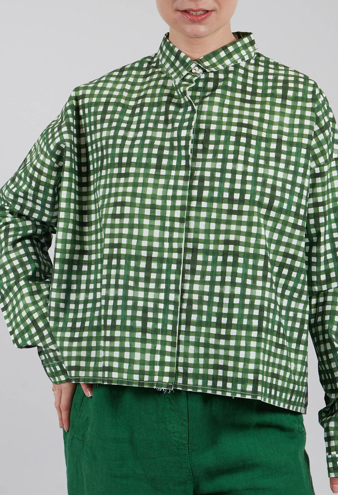 Sonja Printed Shirt in Green Check