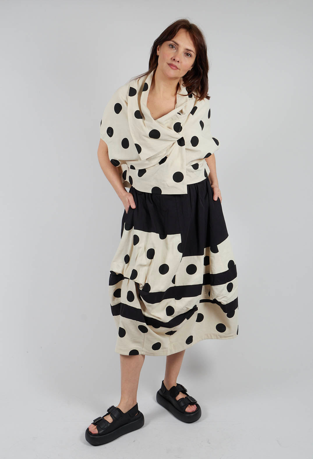 Spotty Bubble Skirt in Brown