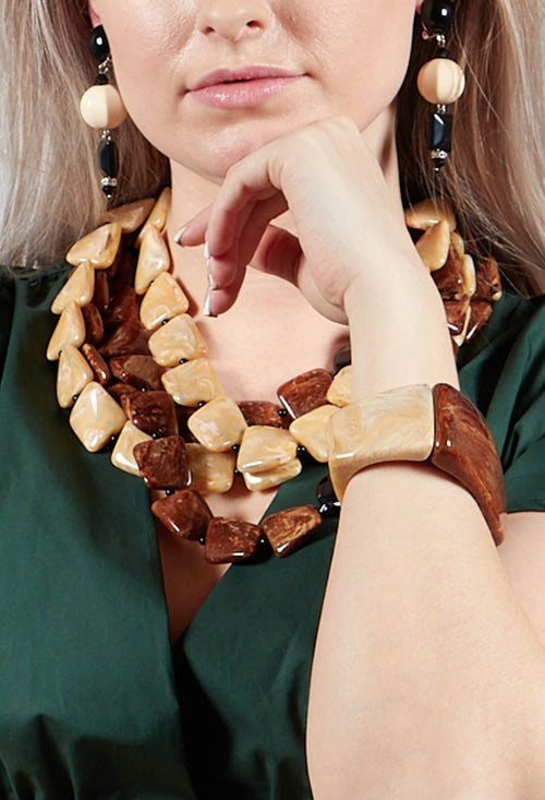Square Click-Clack Bracelet in Brown