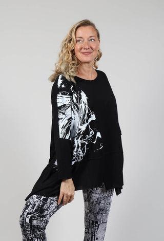 Statement Print Top in Black