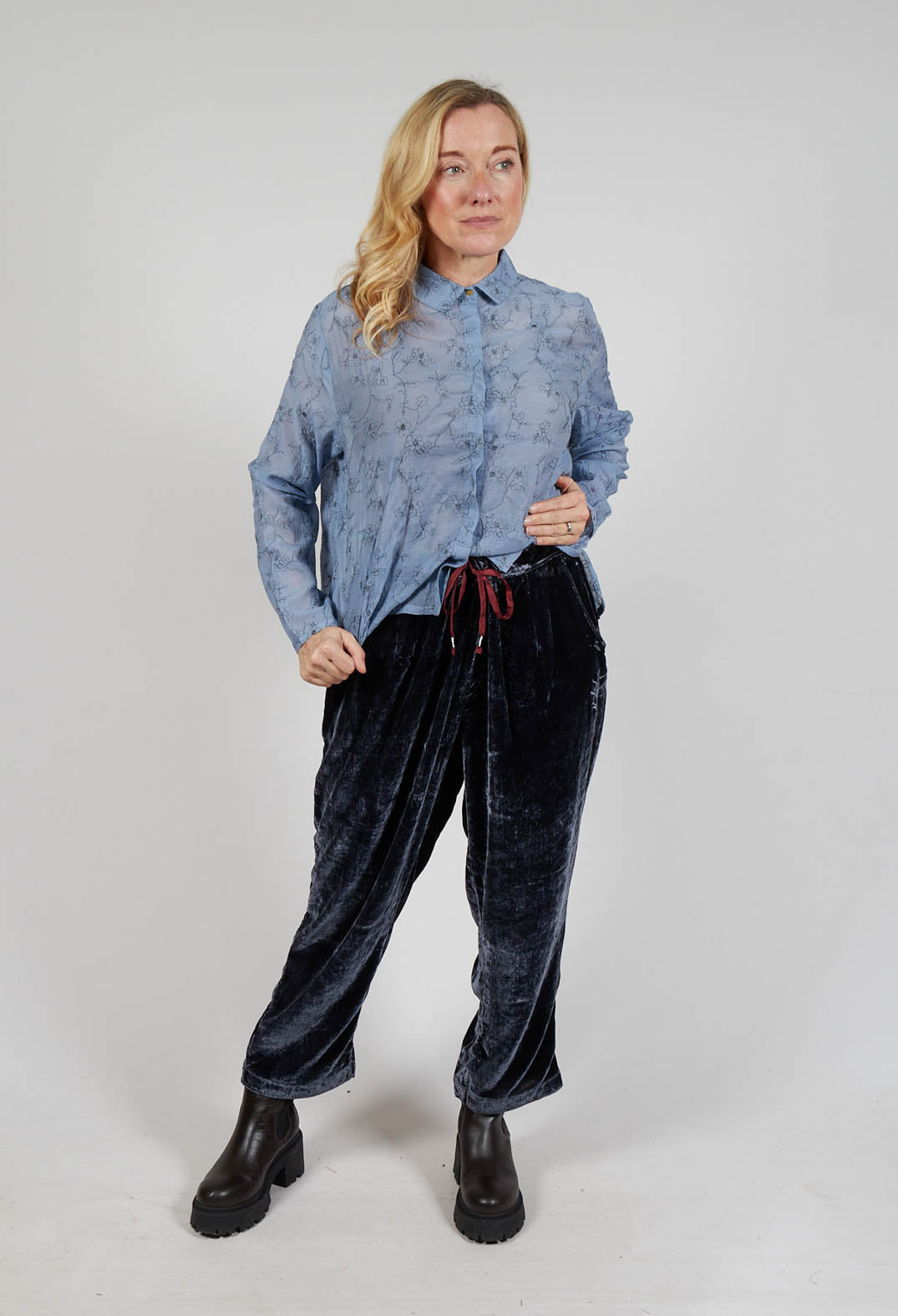 Still Velvet Trousers in Dark Night