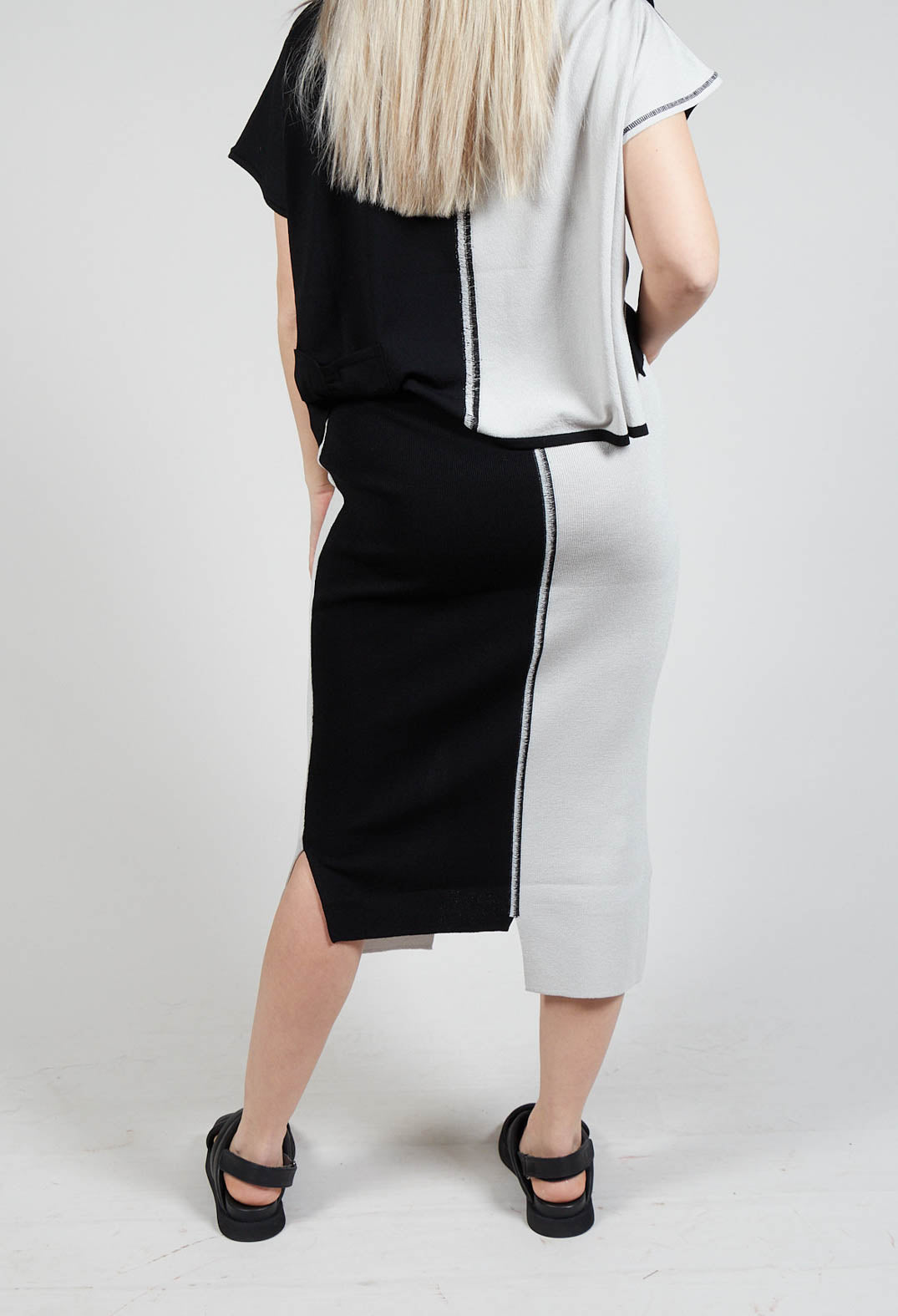 Stitch Pencil Skirt in Black and Silver