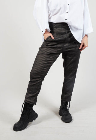 Straight Ankle Cropped Trouser in Cappuccino Stripe