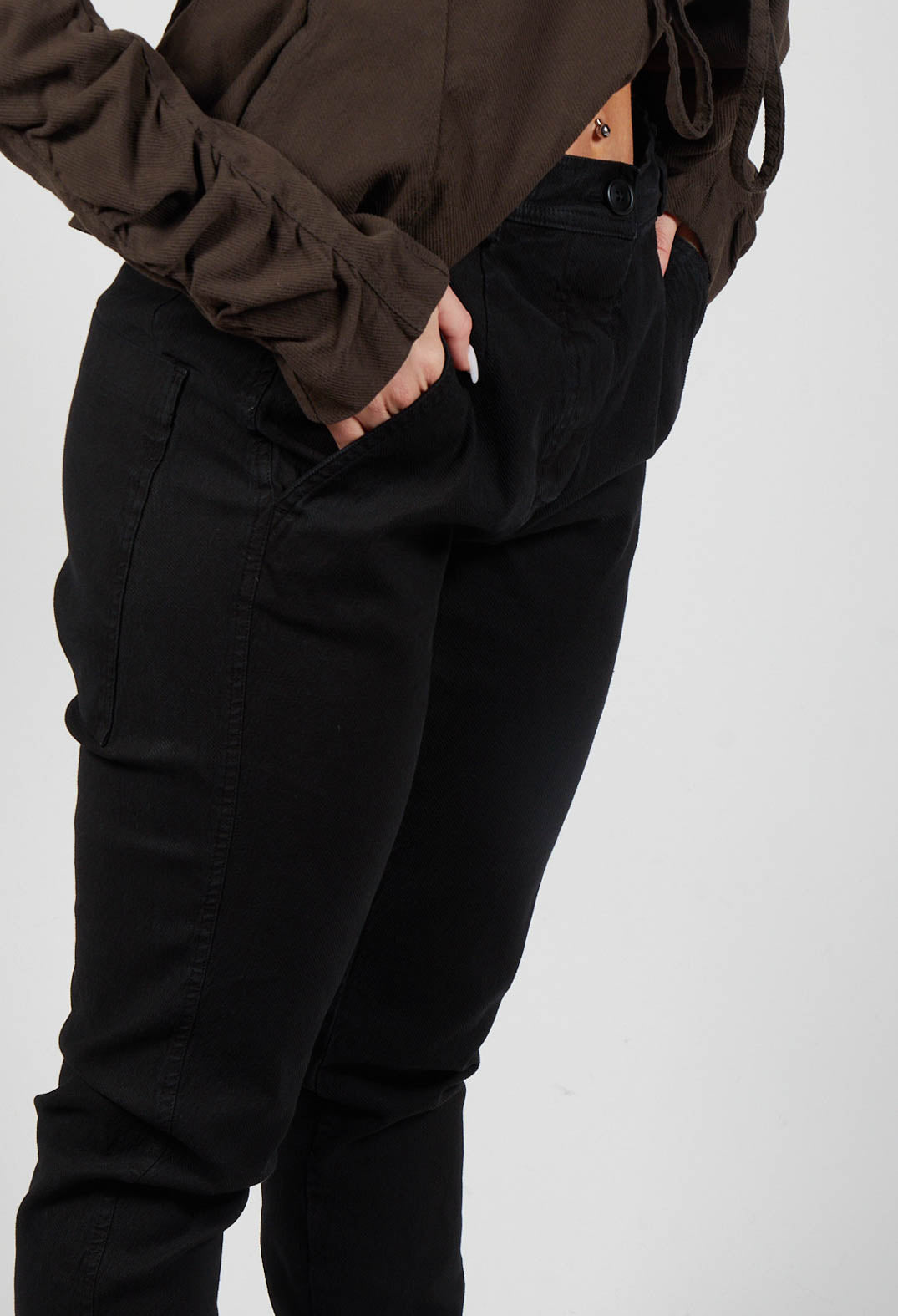 Straight Fit Trousers in Black