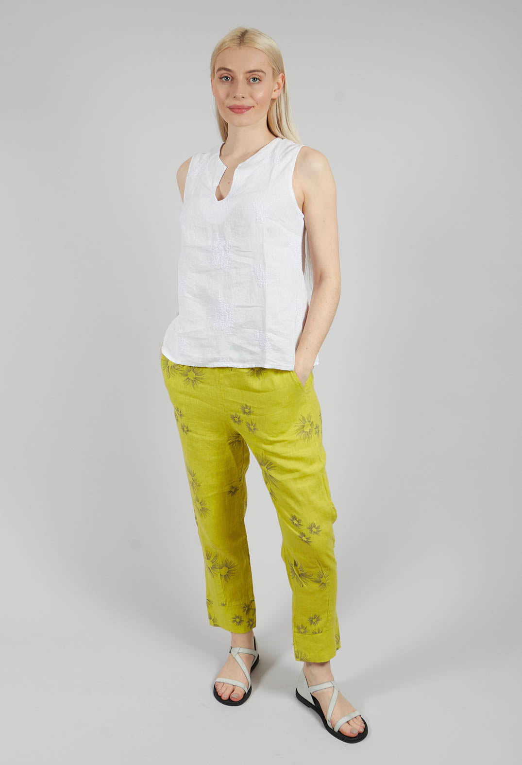 Straight Leg Trouser in Lime Green