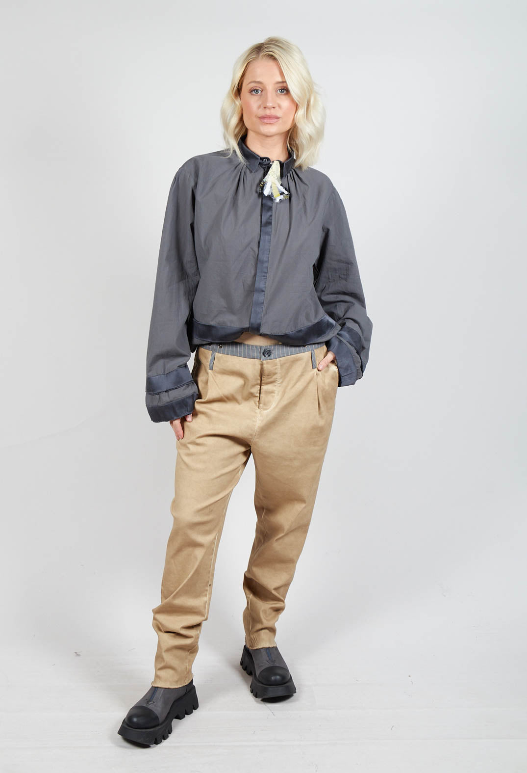 Straight Leg Trousers in Beige