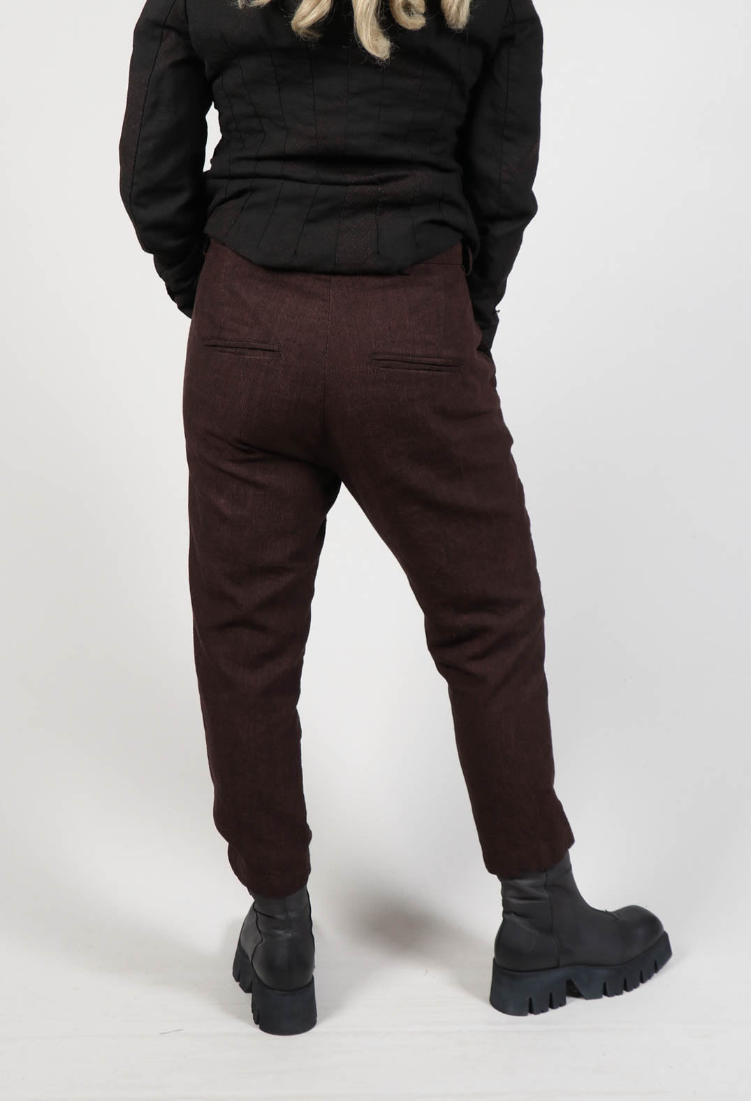 Straight Trousers in Rust Check