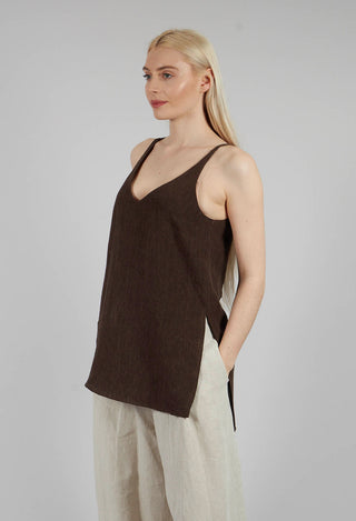 Strappy Linen Vest Top in Cioccolato