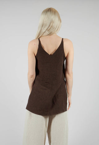 Strappy Linen Vest Top in Cioccolato