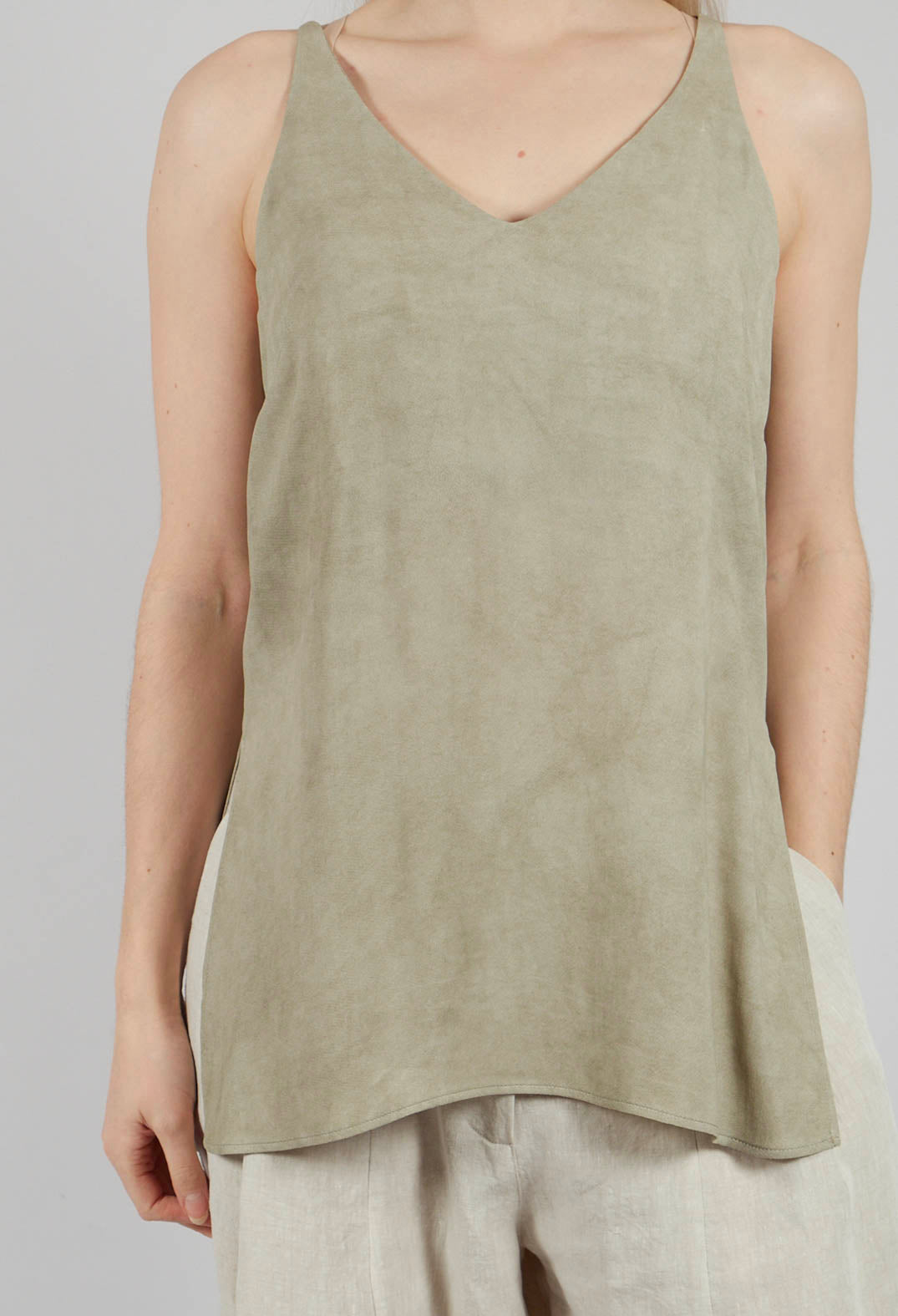 Strappy Linen Vest Top in Naturale