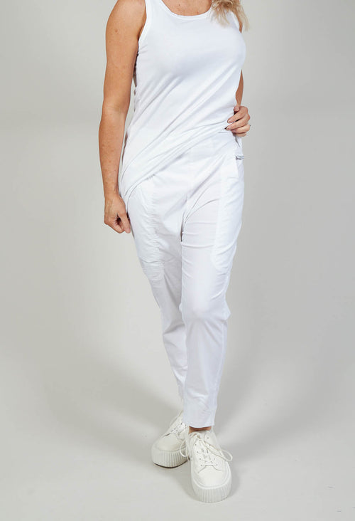 Stretch Fit Cropped Trousers in White