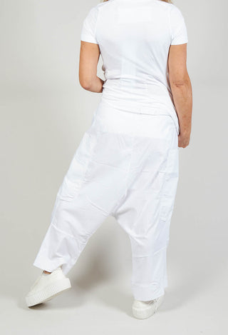 Stretch Fit Drop Crotch Trousers in White