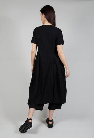 Stretch Fit Zip Through Dress in Black