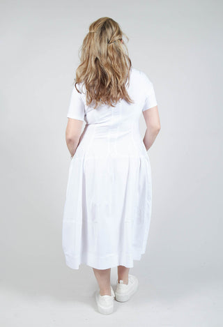 Stretch Fit Zip Through Dress in White