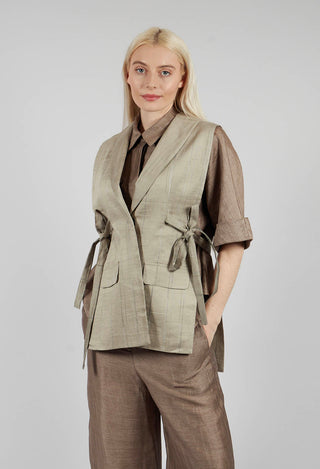 Strings Linen Blend Waistcoat in Naturale
