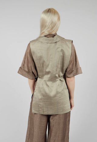 Strings Linen Blend Waistcoat in Naturale
