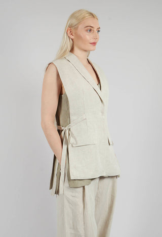 Strings Linen Waistcoat in Naturale