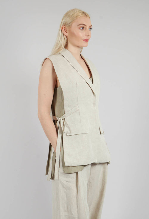 Strings Linen Waistcoat in Naturale