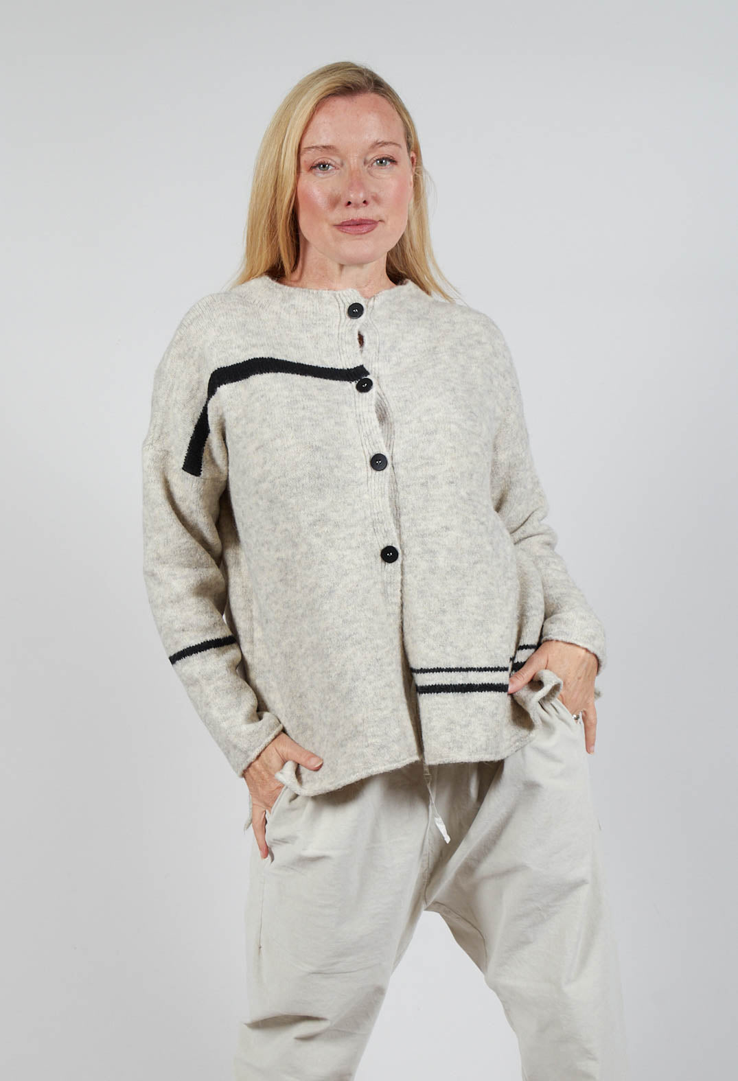 Stripe Cardigan in Panna and Rig Nera